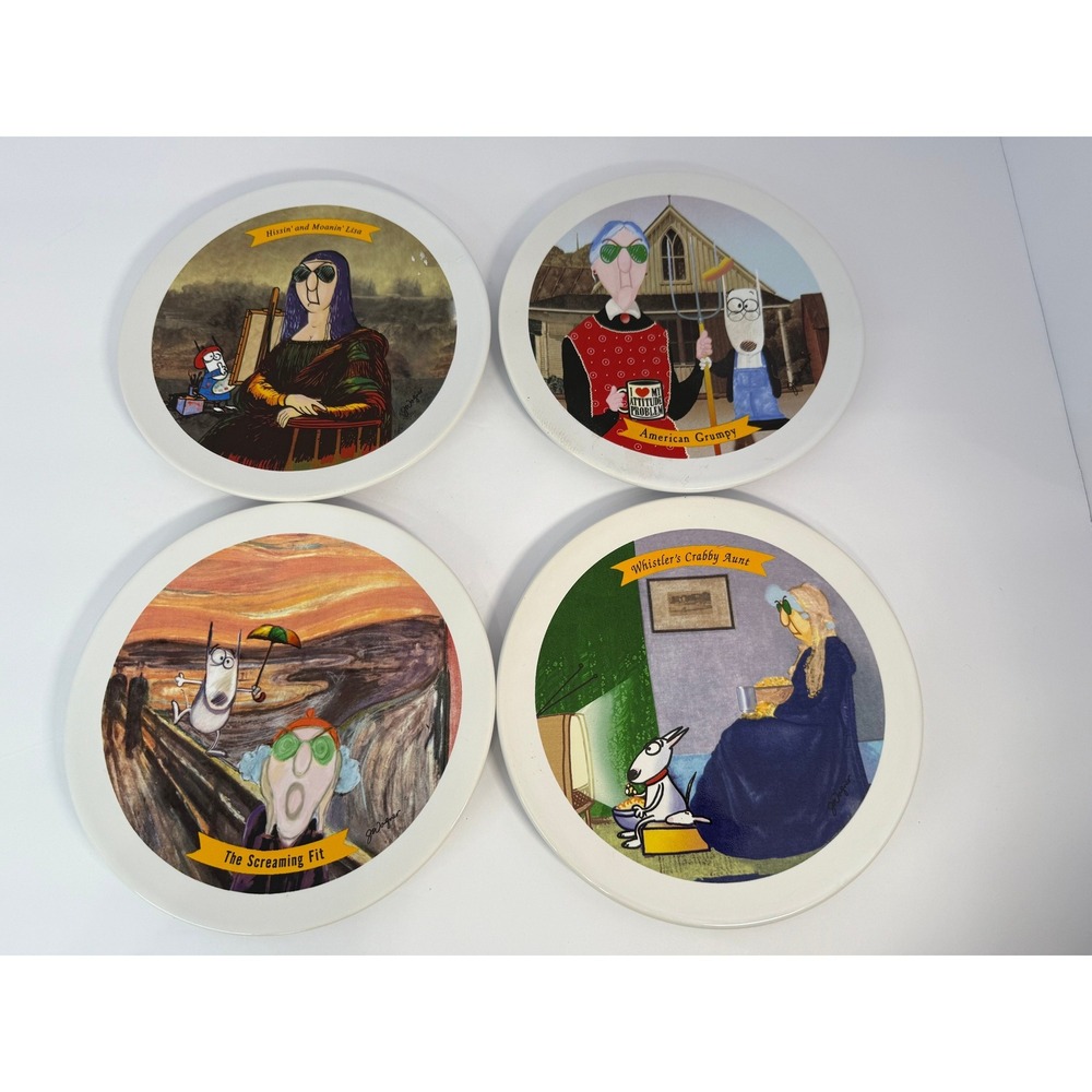 Maxine Hallmark Shoebox Greetings Art Parody Ceramic Appetizer Plates 4 of 7in